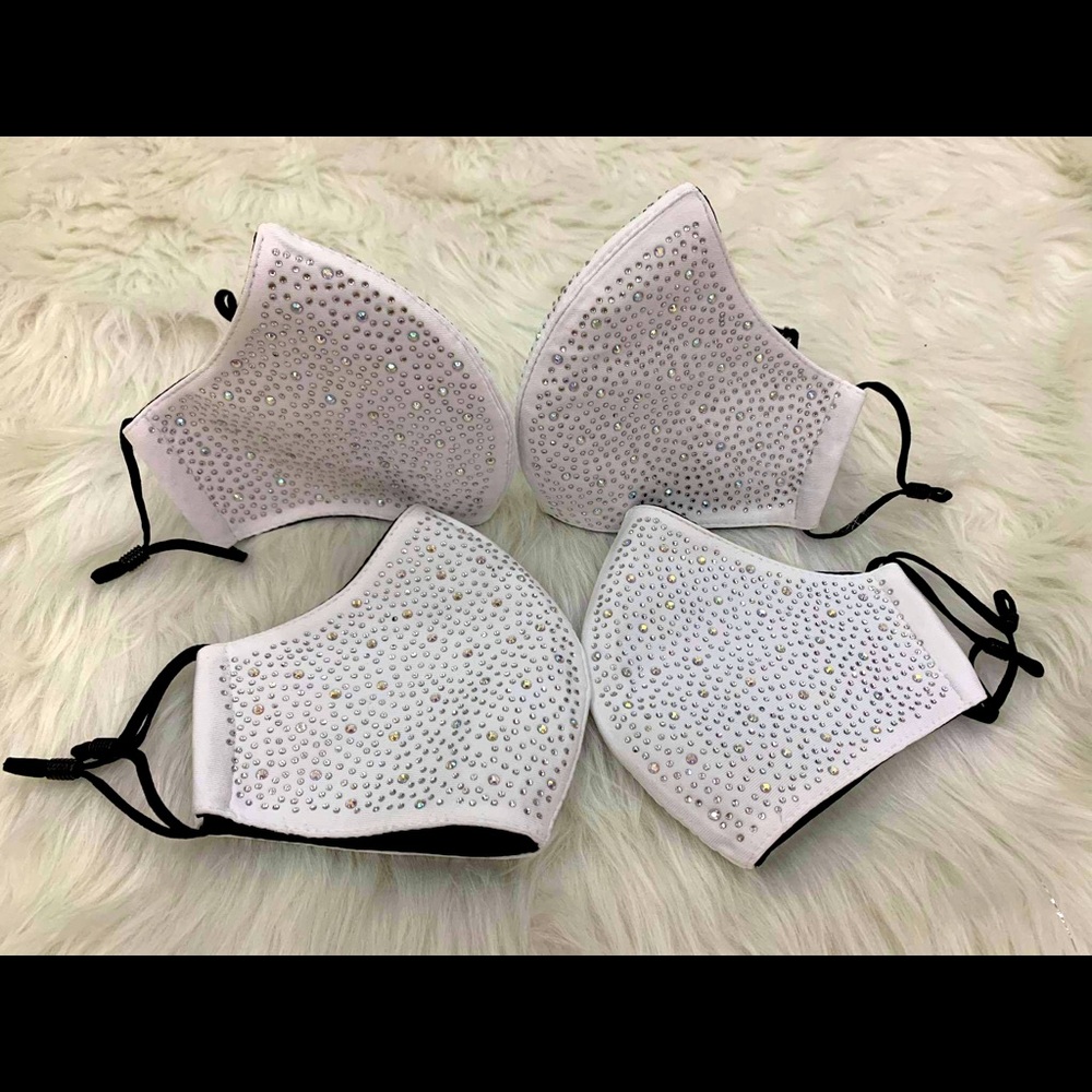 3 Layered White Bling Mask